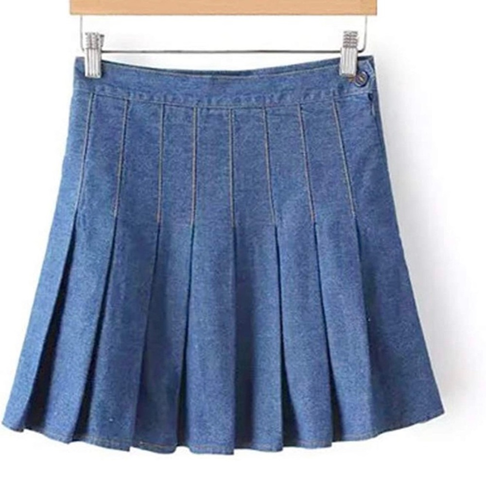 NEW pleated Denim skirt lined with shorts